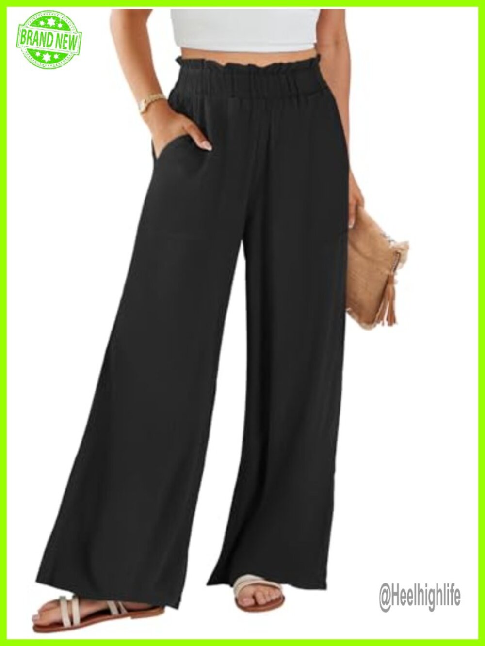 Linen Wide Leg Palazzo Pants High Waist Loose Summer Casual